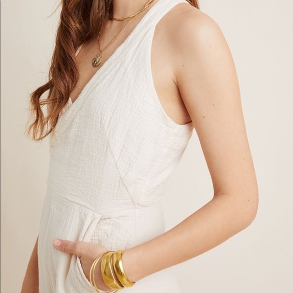 NEW Anthropologie Cream Cross Sleeveless Jumpsuit - Picture 5 of 7